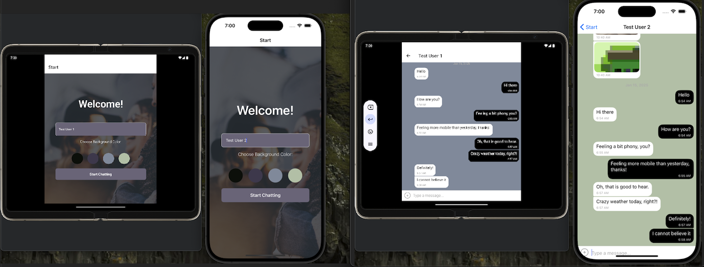 Screenshot of the React Native Mobile Chat Application